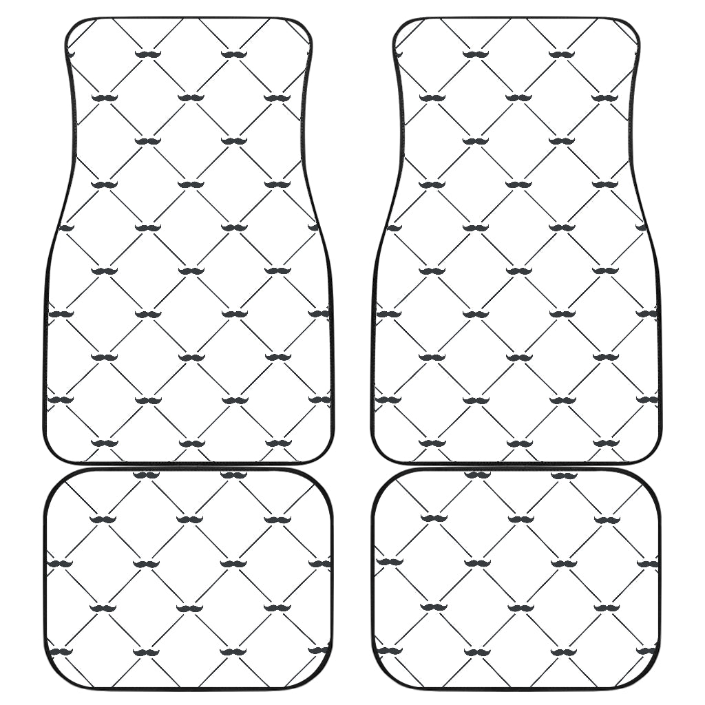 Mustache Beard Pattern Print Design 02 Front and Back Car Mats