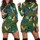 Rooster Chicken Pattern Theme Women Hoodie Dress