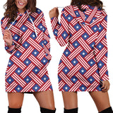 USA Star Stripe Pattern Women Hoodie Dress