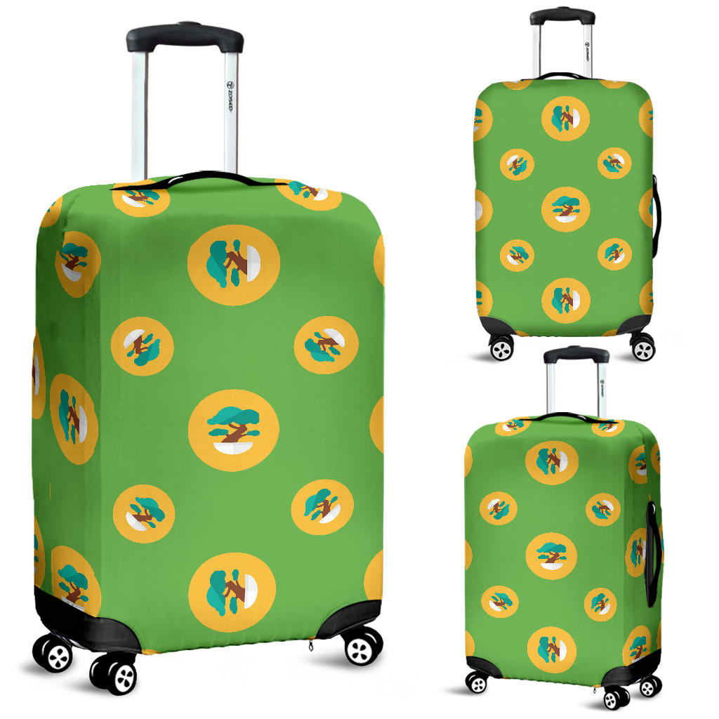 Bonsai Pattern Green Background Luggage Covers
