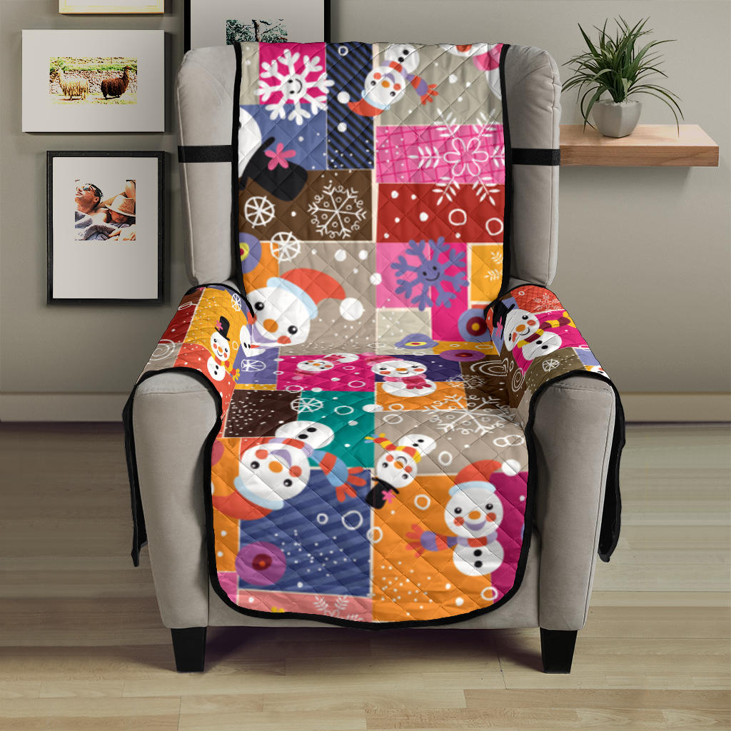 Snowman Colorful Theme Pattern Chair Cover Protector