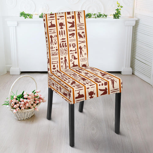 Egypt Hieroglyphics Pattern Print Design 05 Dining Chair Slipcover
