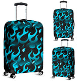 Blue Flame Fire Pattern Background Luggage Covers