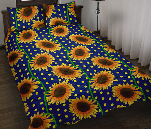 Sunflower Pokka Dot Pattern Quilt Bed Set