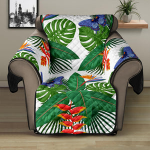 Heliconia Butterfly Leaves Pattern Recliner Cover Protector