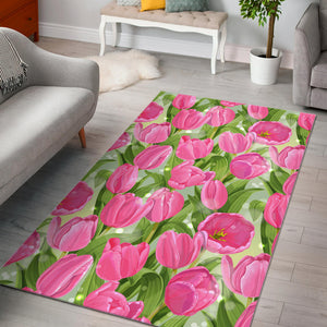 Pink Tulip Pattern Area Rug