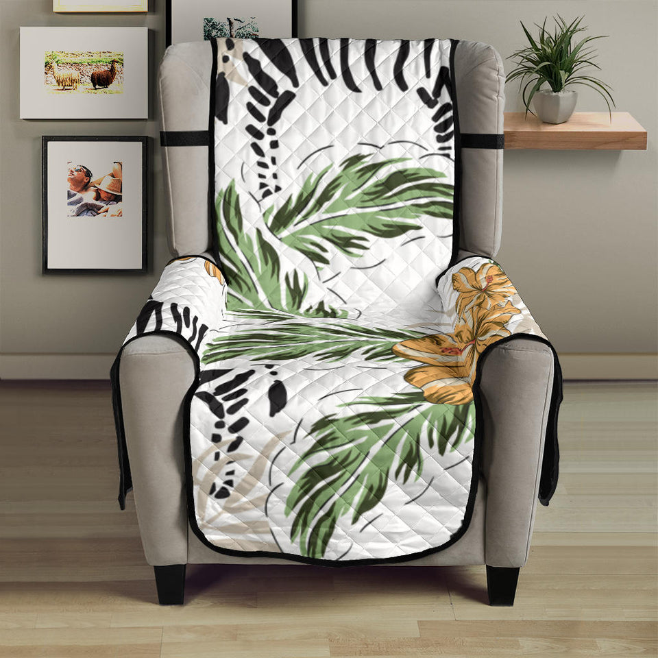 Zebra Hibiscus Pattern Chair Cover Protector