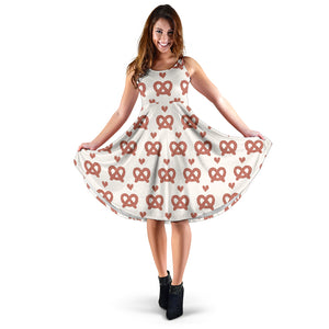 Pretzels Pattern Print Design 01 Sleeveless Midi Dress