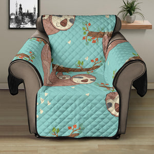 Sloth Mom and baby Pattern Recliner Cover Protector