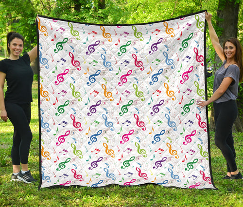 Music Notes Pattern Print Design 02 Premium Quilt