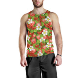 Strawberry Leaves Flower Pattern Men Tank Top