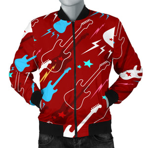 Electical Guitar Red Pattern Men Bomber Jacket