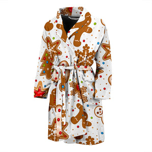 Christmas Cookie Pattern Men Bathrobe