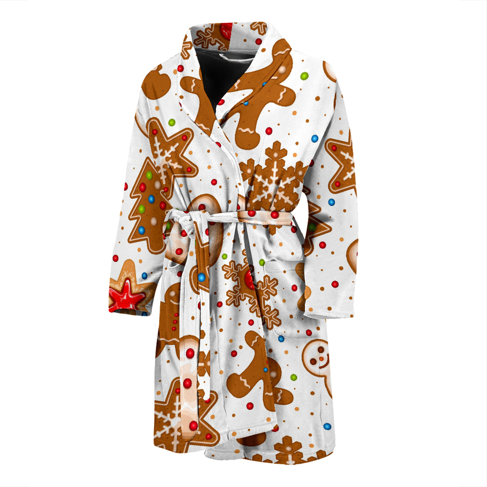 Christmas Cookie Pattern Men Bathrobe