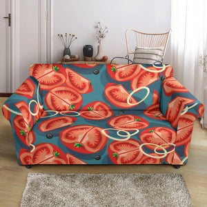 Tomato Pattern Background Loveseat Couch Slipcover