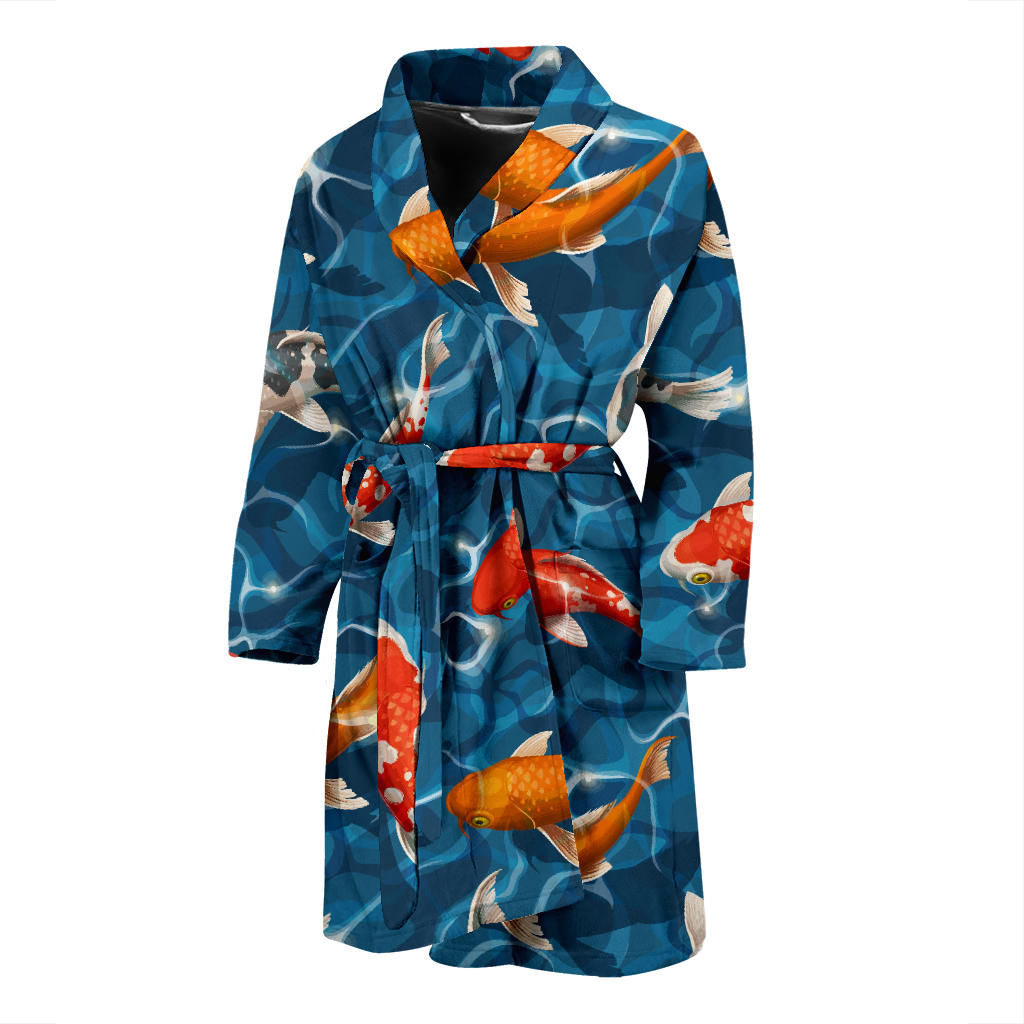 Koi Fish Carp Fish in Water Pattern Men Bathrobe