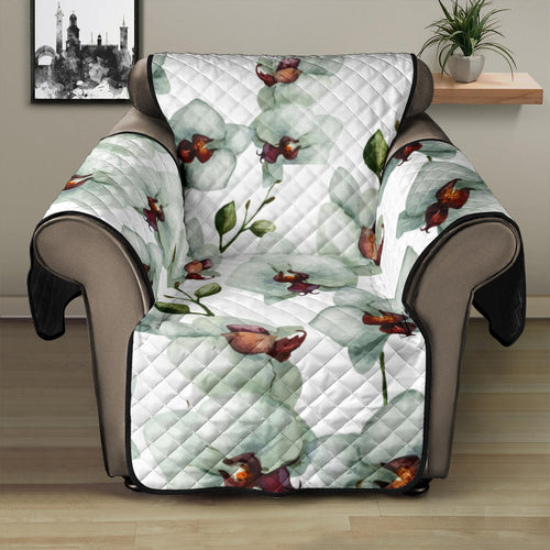 White Orchid Pattern Recliner Cover Protector