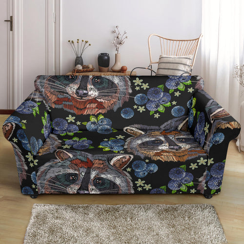 Raccoon Blueburry Pattern Loveseat Couch Slipcover