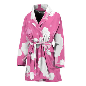Poodle Pink Theme Pattern Women Bathrobe