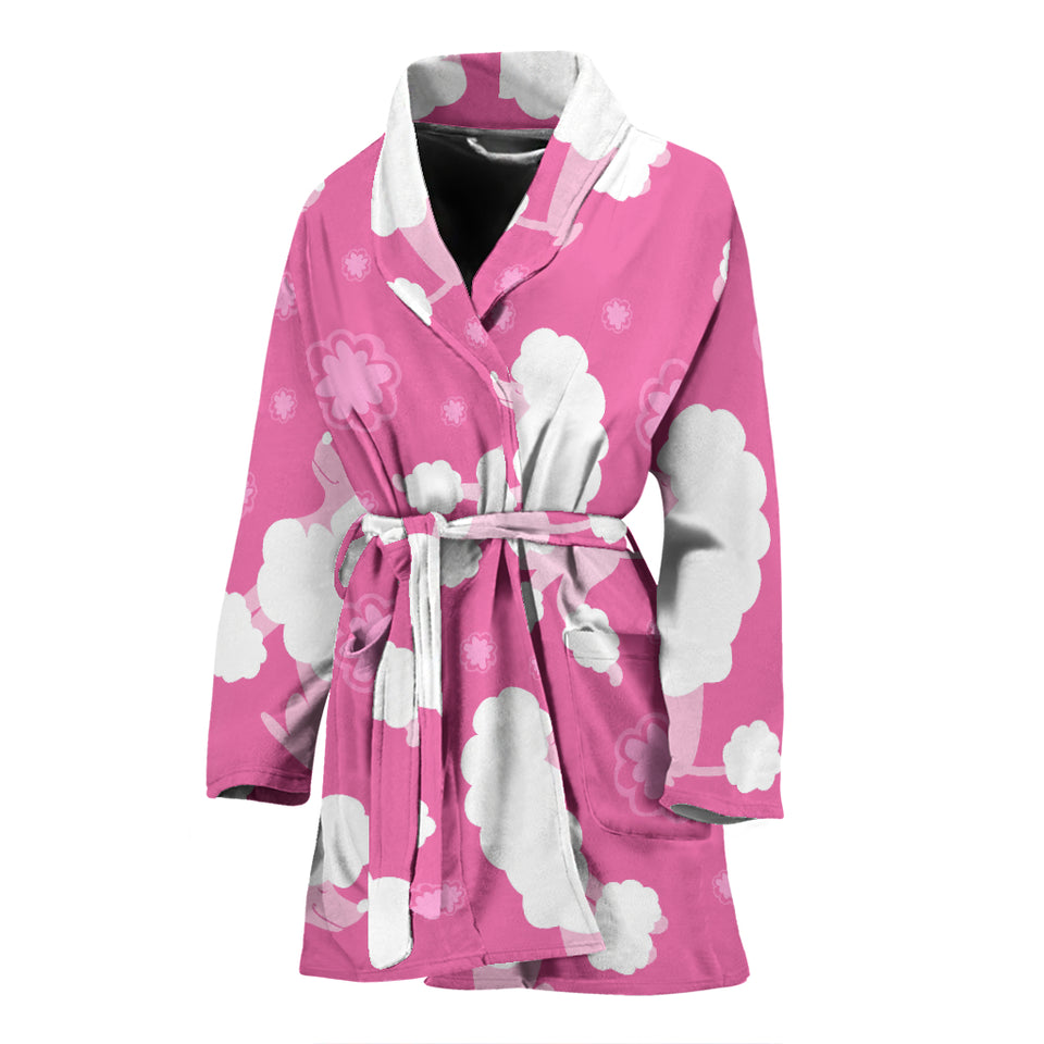 Poodle Pink Theme Pattern Women Bathrobe