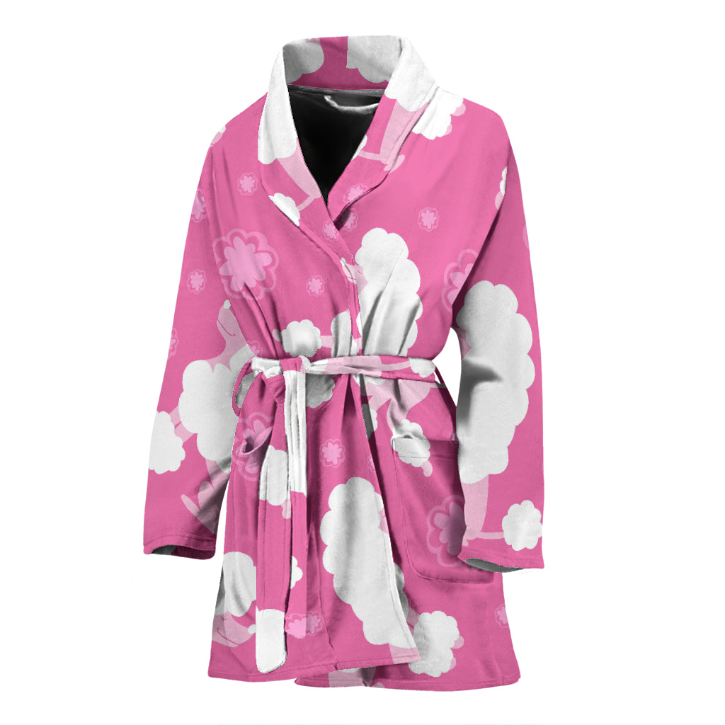 Poodle Pink Theme Pattern Women Bathrobe