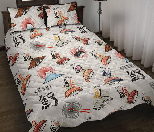 Sushi Japanese Pattern Quilt Bed Set