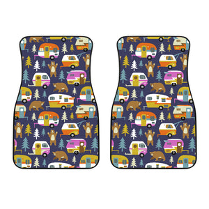 Camper Van Pattern Print Design 02 Front Car Mats