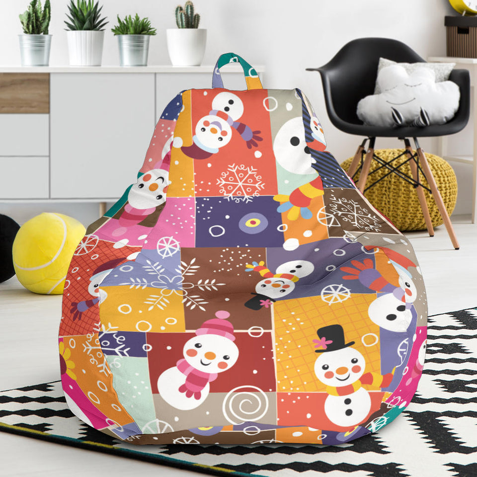 Snowman Colorful Theme Pattern Bean Bag Cover