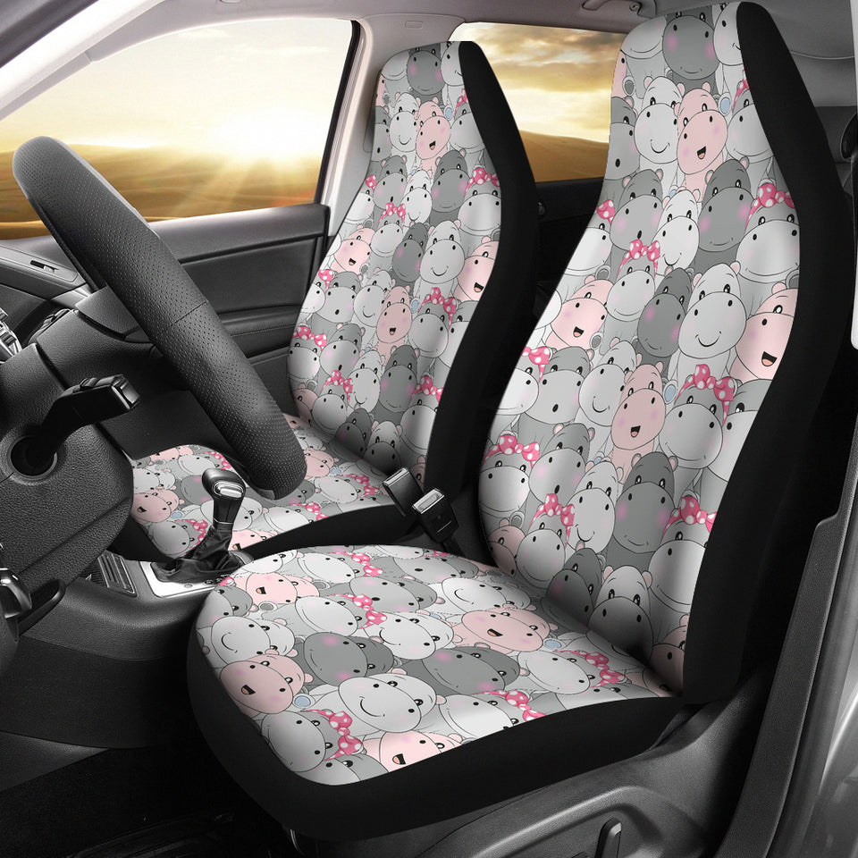 Hippopotamus Pattern Print Design 03 Universal Fit Car Seat Covers