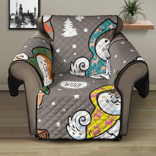 Cute Siberian Husky Raincoat Pattern Recliner Cover Protector