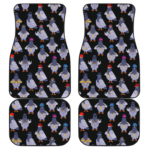 Pigeon Pattern Print Design 04 Front and Back Car Mats