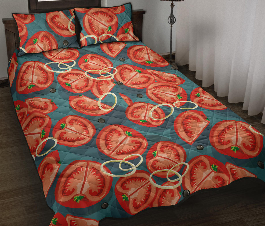 Tomato Pattern Background Quilt Bed Set