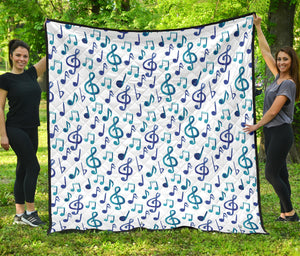 Music Notes Pattern Print Design 03 Premium Quilt