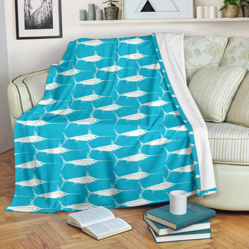 Swordfish Pattern Print Design 02 Premium Blanket