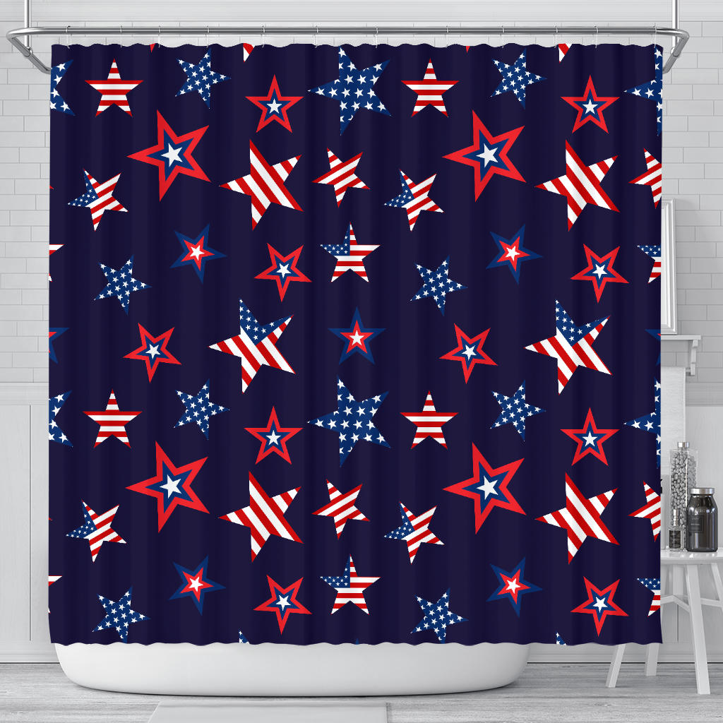 USA Star Pattern Theme Shower Curtain Fulfilled In US