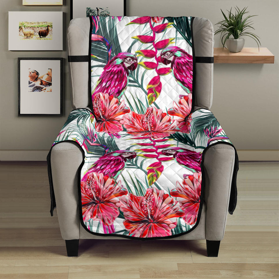 Pink Parrot Heliconia Pattern Chair Cover Protector