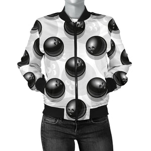 Bowling Ball Pattern Women Bomber Jacket