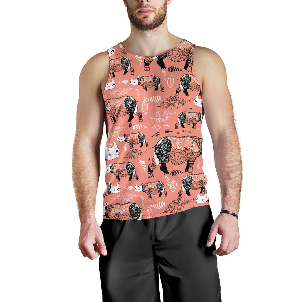 Rhino Tribal Pattern Men Tank Top