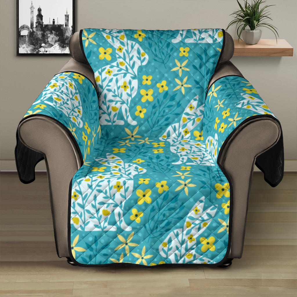 Rabbit Flower Theme Pattern Recliner Cover Protector