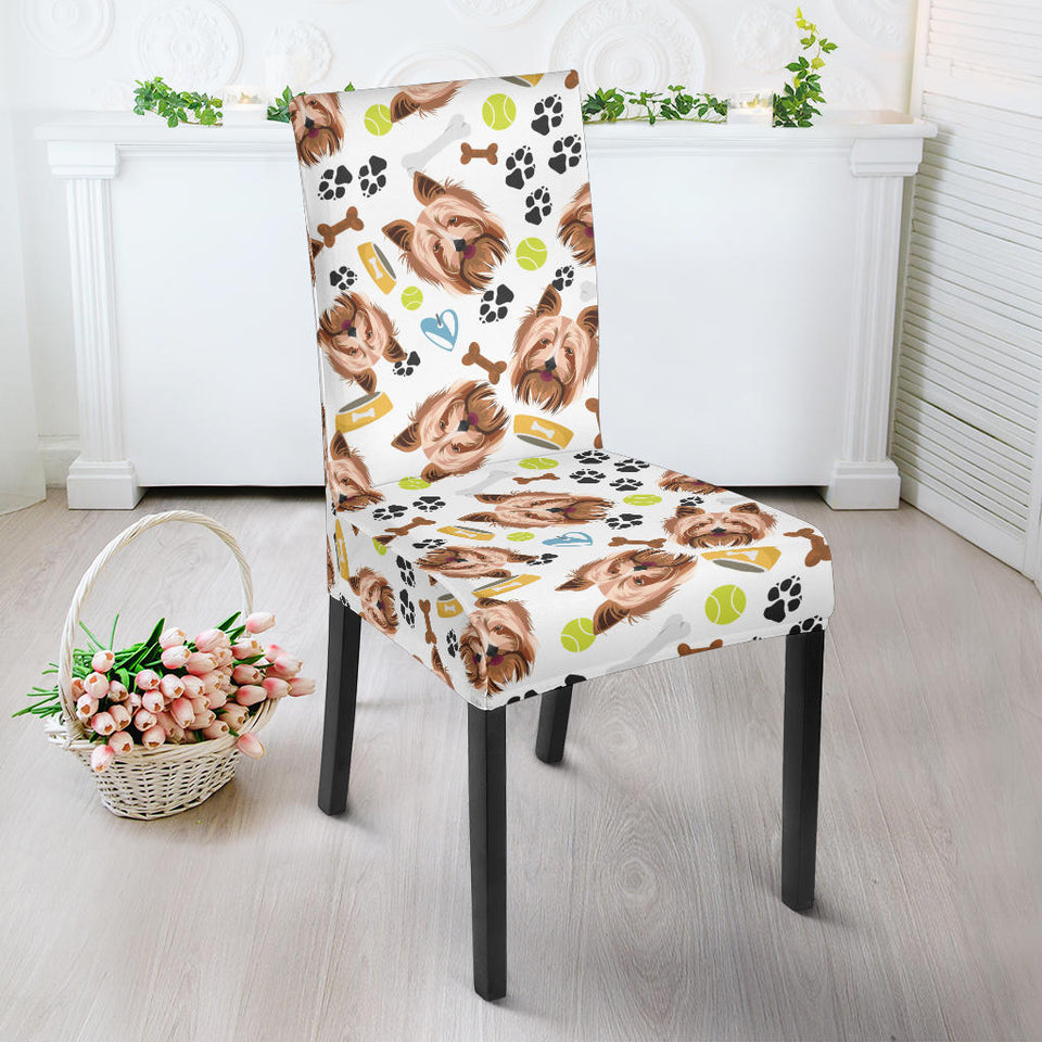 Yorkshire Terrier Pattern Print Design 05 Dining Chair Slipcover