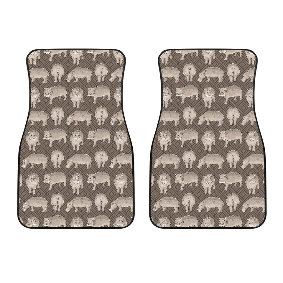 Hippopotamus Pattern Print Design 04 Front Car Mats