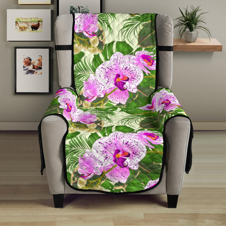 Orchid Leaves Pattern Chair Cover Protector