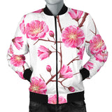 Pink Sakura Pattern Men Bomber Jacket