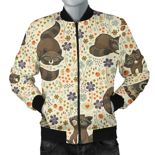 Raccoon Pattern Men Bomber Jacket