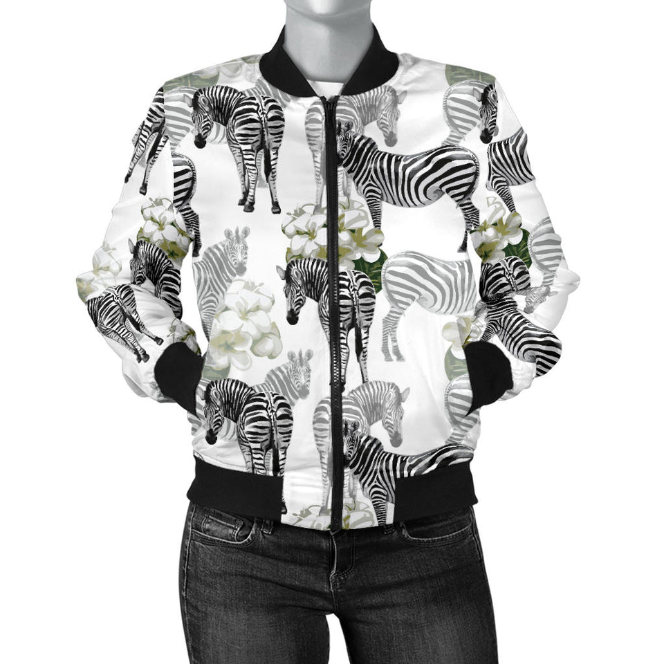 Zebra Pattern Women Bomber Jacket