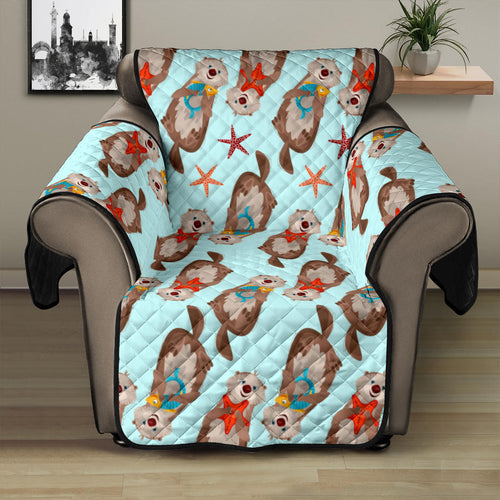 Otter Pattern Background Recliner Cover Protector