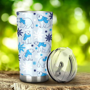 Polar Bear Pattern Blue Background Tumbler