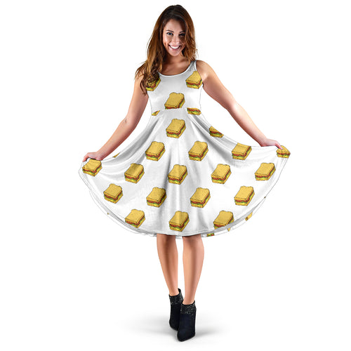 Sandwich Pattern Print Design 04 Sleeveless Midi Dress
