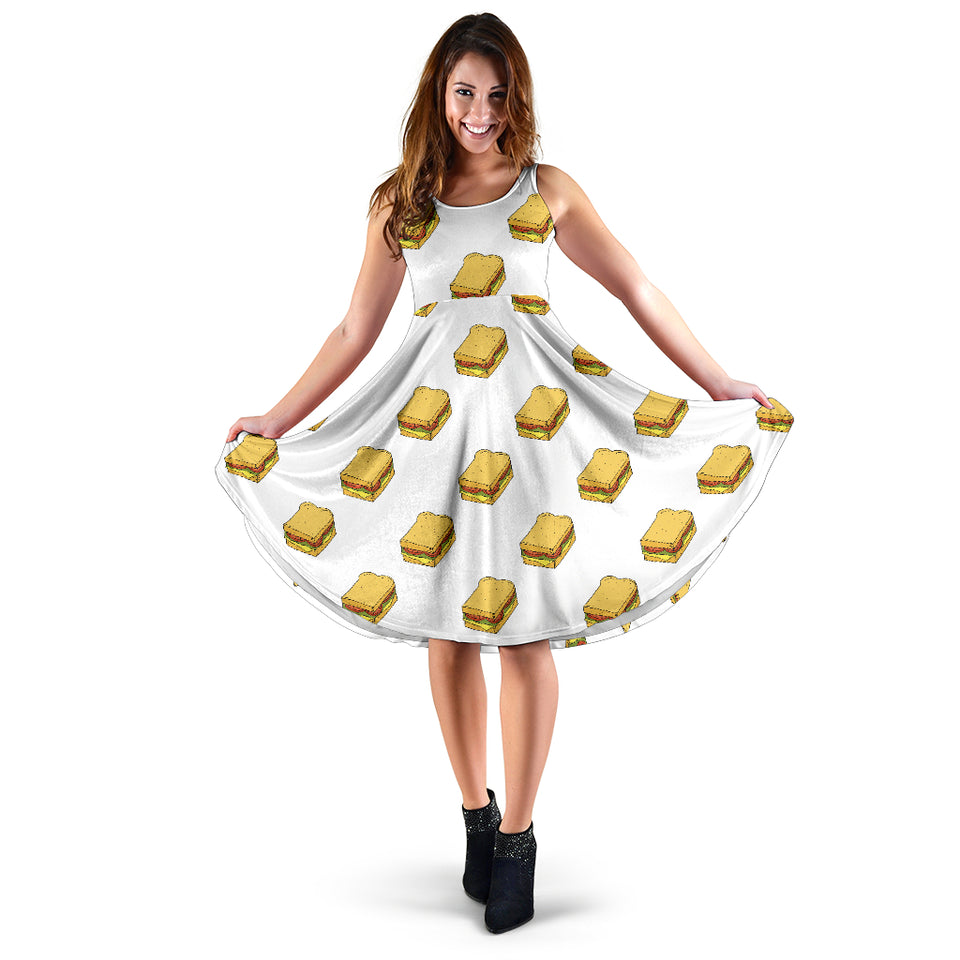 Sandwich Pattern Print Design 04 Sleeveless Midi Dress