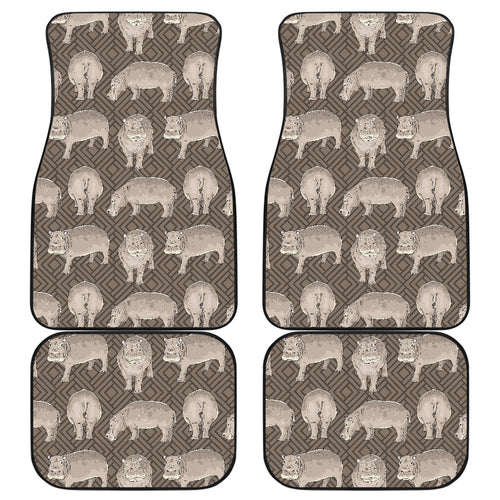 Hippopotamus Pattern Print Design 04 Front and Back Car Mats